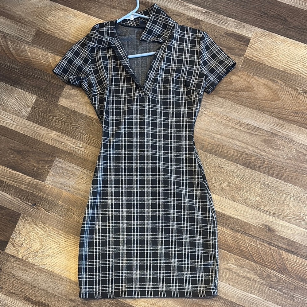 Plaid Black and White Women's Dress